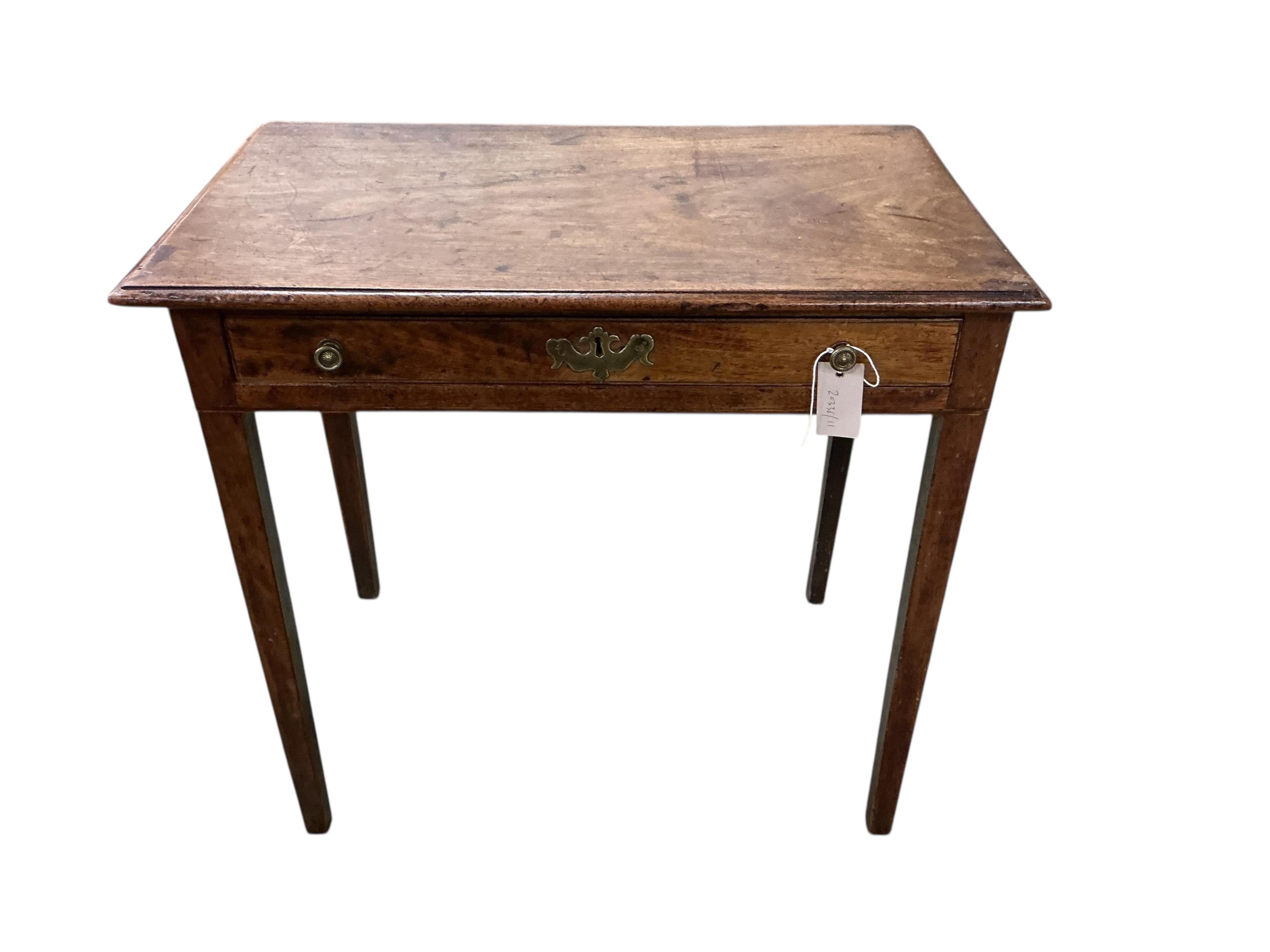 A small George III rectangular mahogany side table, width 68cm, depth 40cm, height 84cm